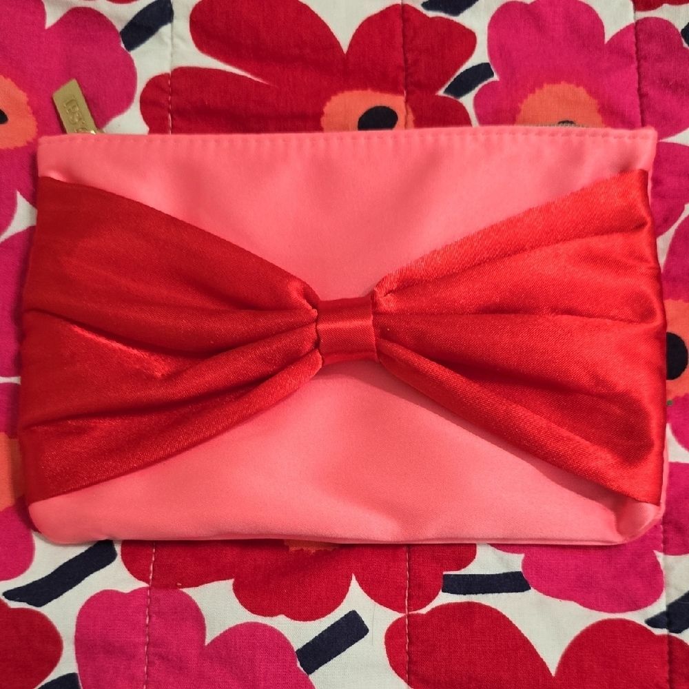 Pink and Red Bow Makeup Organizer Pouch